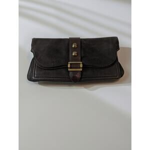 Frye Leather Clutch Purse Brown Soft0